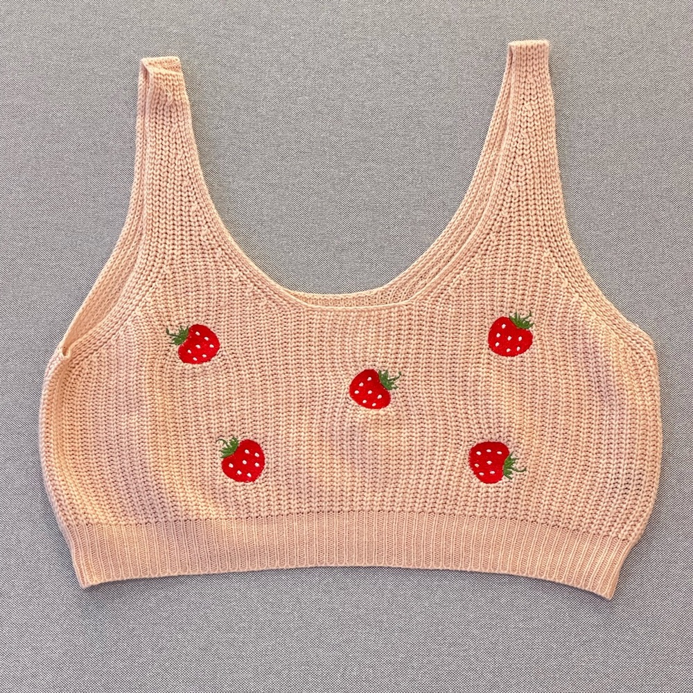 Strawberry Knit Crop Top Bralette | Y2K Cottagecore